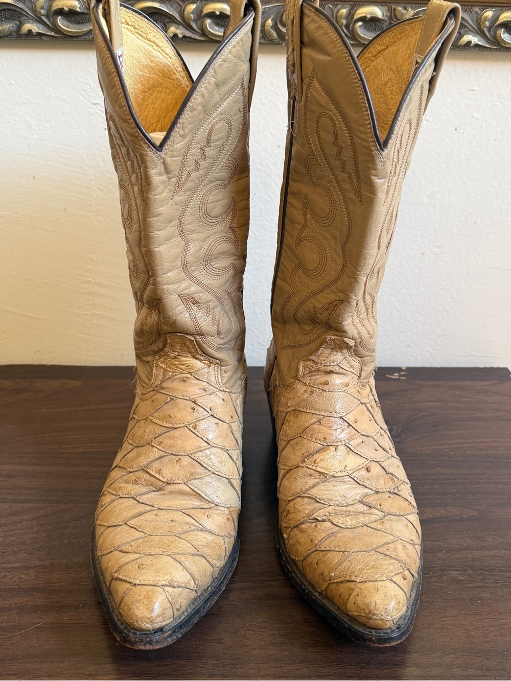 Rebelde Boots Tan Full Quill Ostrich Skin Cowboy Boots Men’s 26.5 / 8.5 Mexico